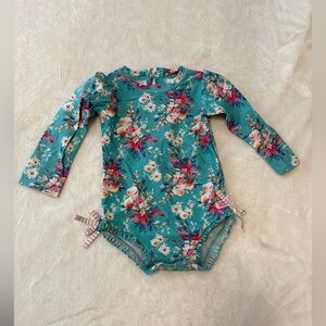Rufflebutts long sleeve swimsuit rash guard toddler girl 18-24 months floral